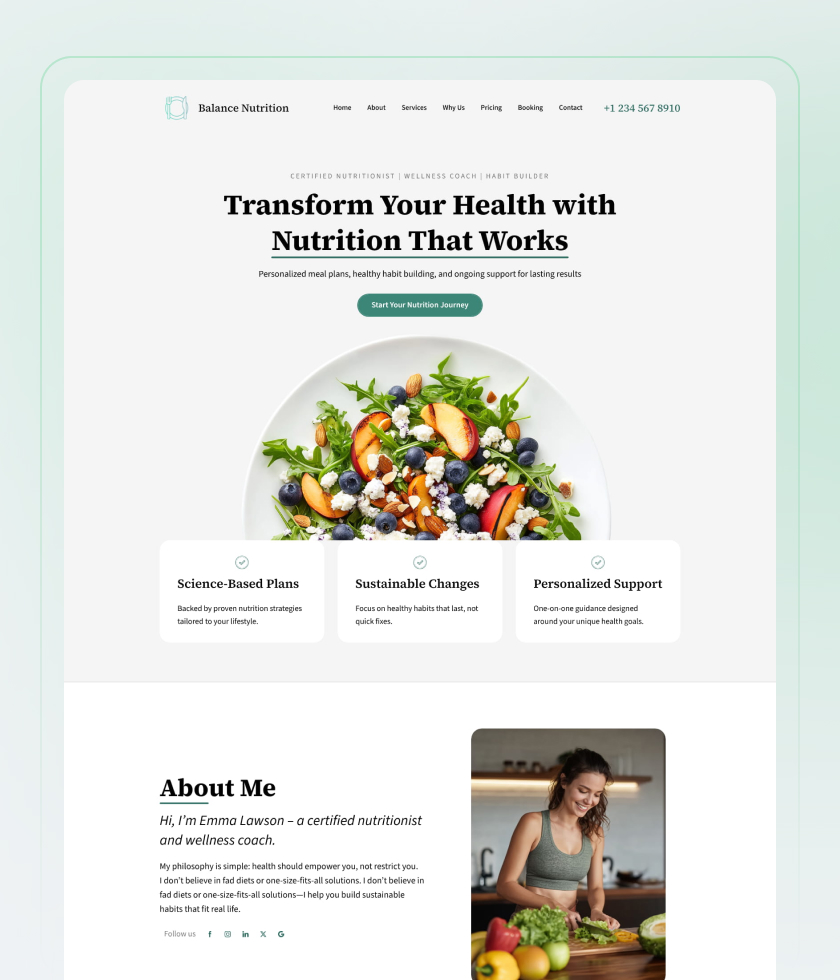 Vista previa de la plantilla Nutrition Coach