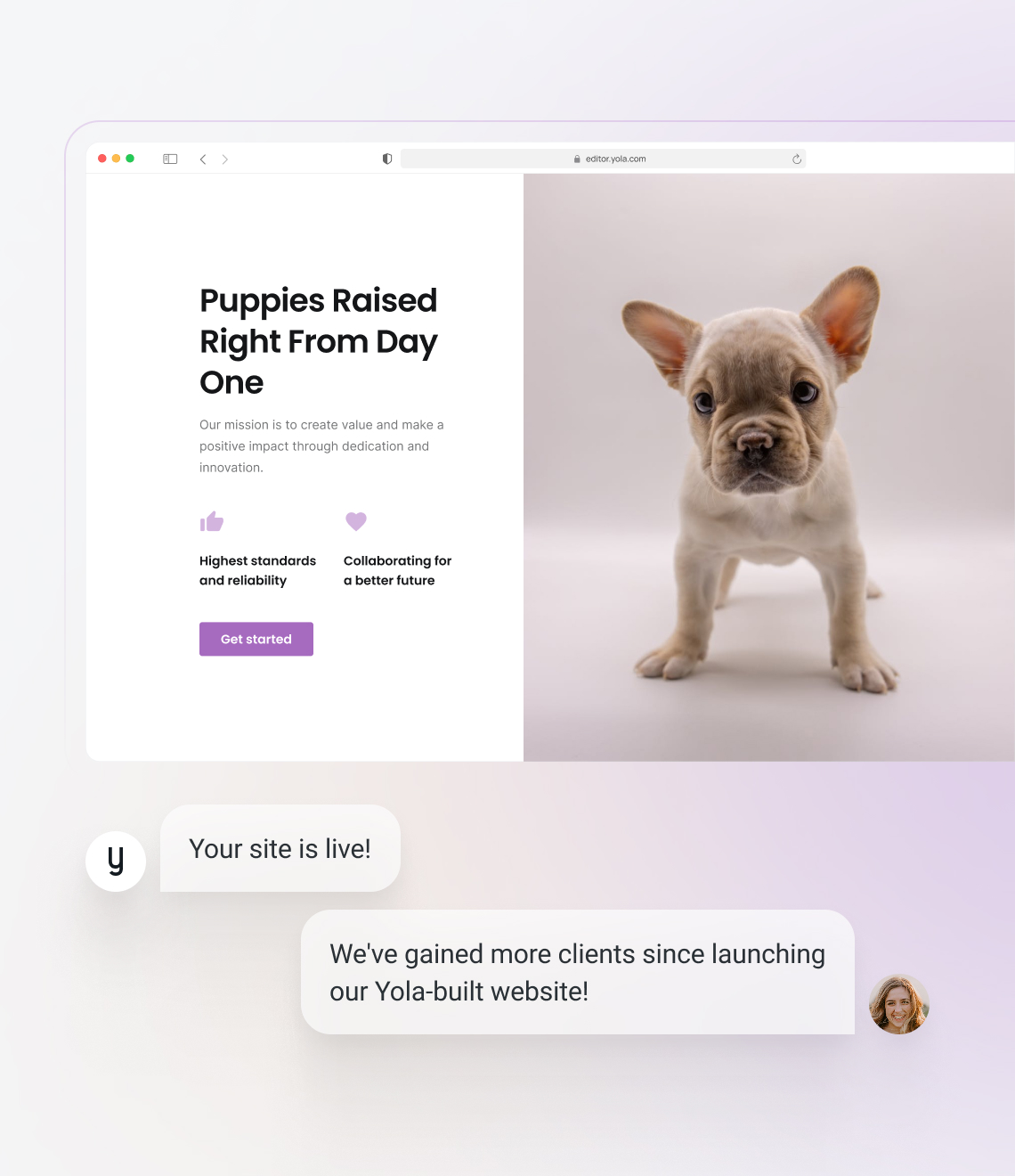 Create a site using a cute website template from Yola
