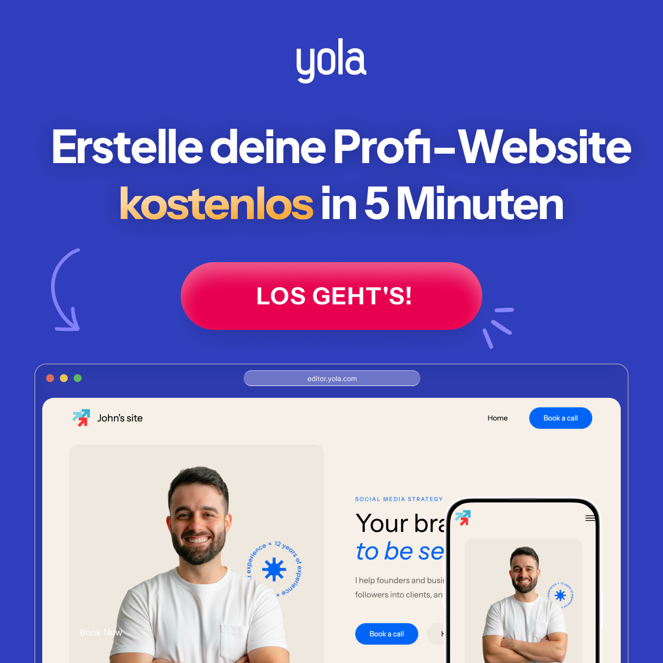 Erstelle deine Website kostenlos mit Yola