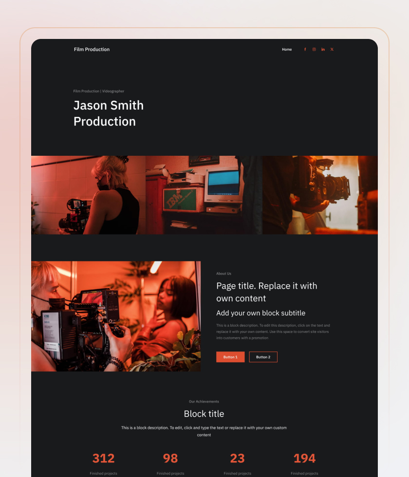 Anteprima del modello di sito web Film Production