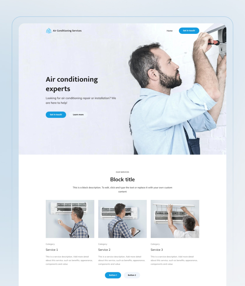 Anteprima del modello di sito web Air Conditioning Services