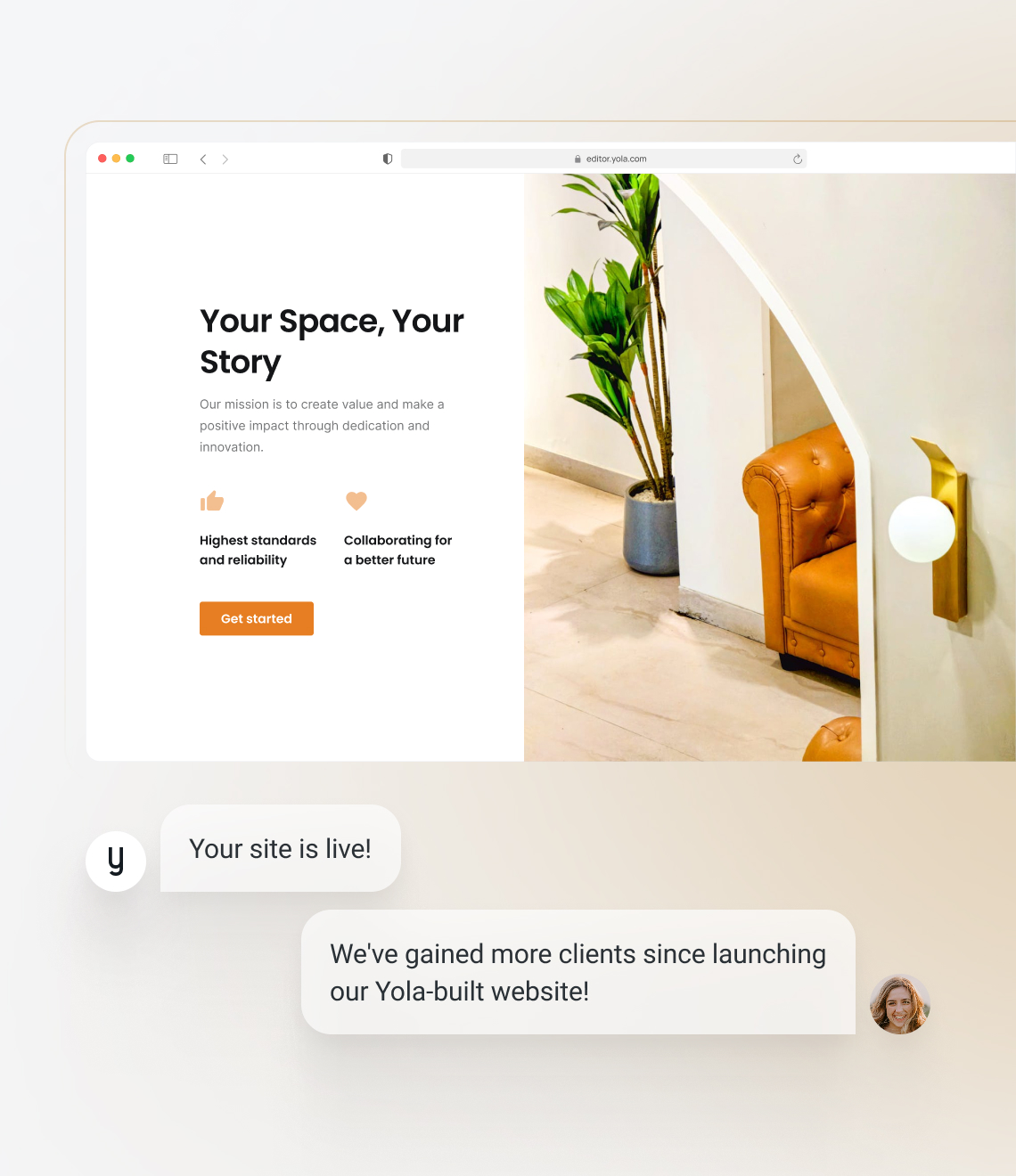 Make a website using an orange website template from Yola