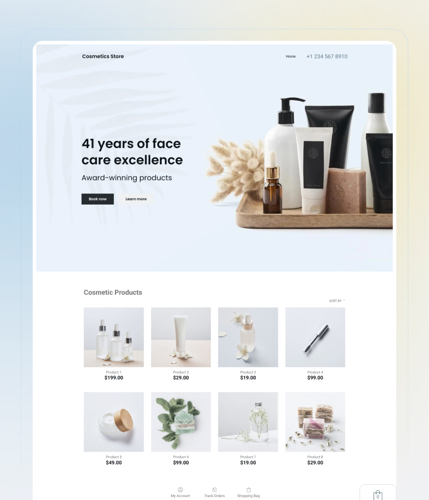 Vorschau der Website-Vorlage „Cosmetics Store“