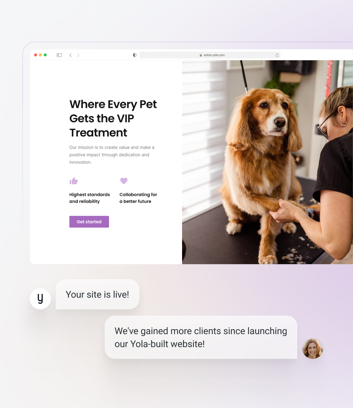 Make a website using a pink website template from Yola