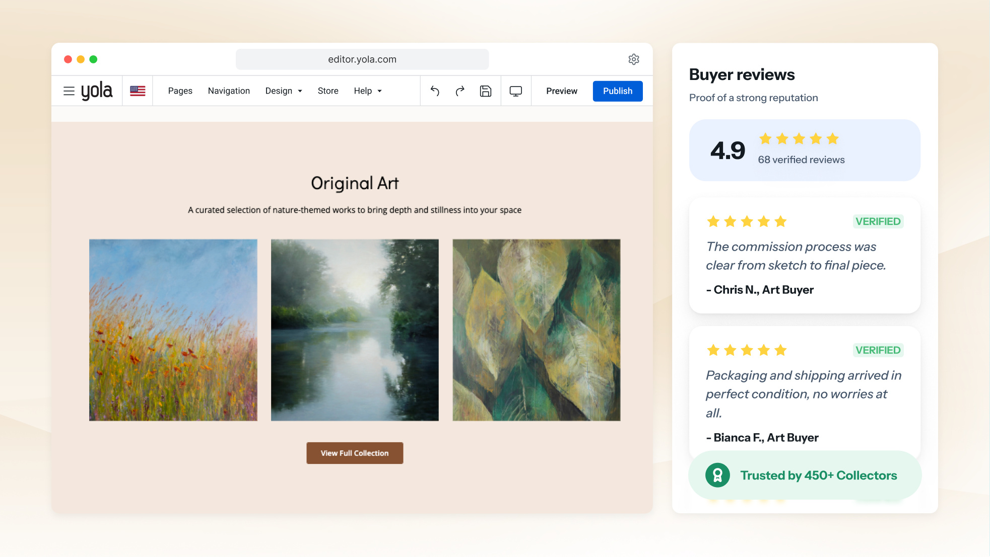 A gallery page of paintings shot straight on, each with its title, year, medium and dimensions underneath.