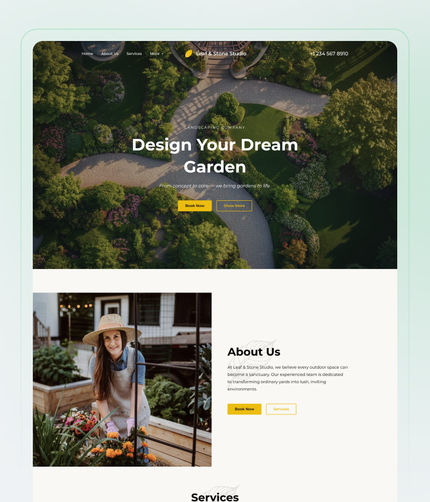 Aperçu du modèle de site web Landscaping Company
