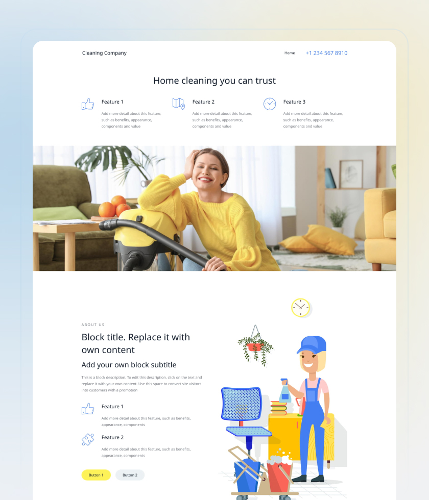 Aperçu du modèle de site web Cleaning Company