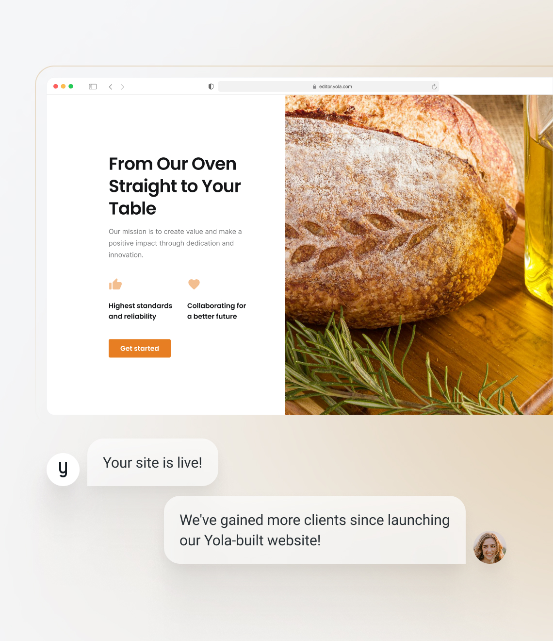 Make a website using a gold website template from Yola