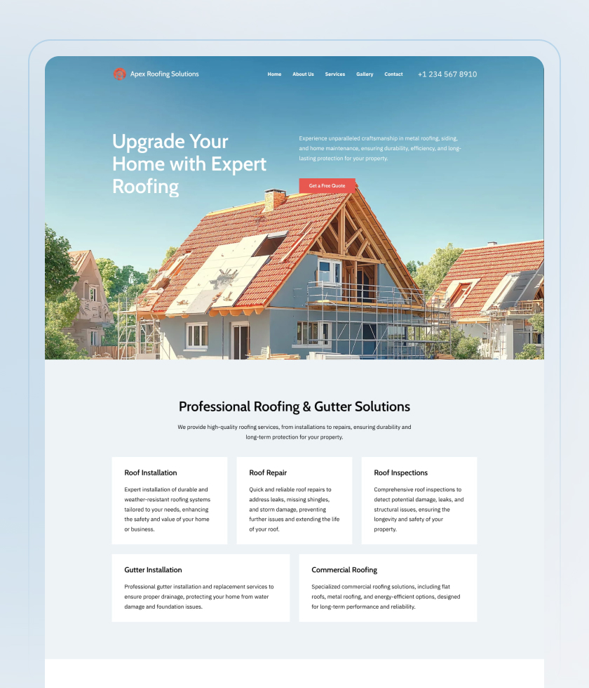 Prévia do template Roofing Company