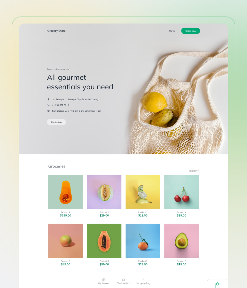 Vorschau der Website-Vorlage „Grocery Store“
