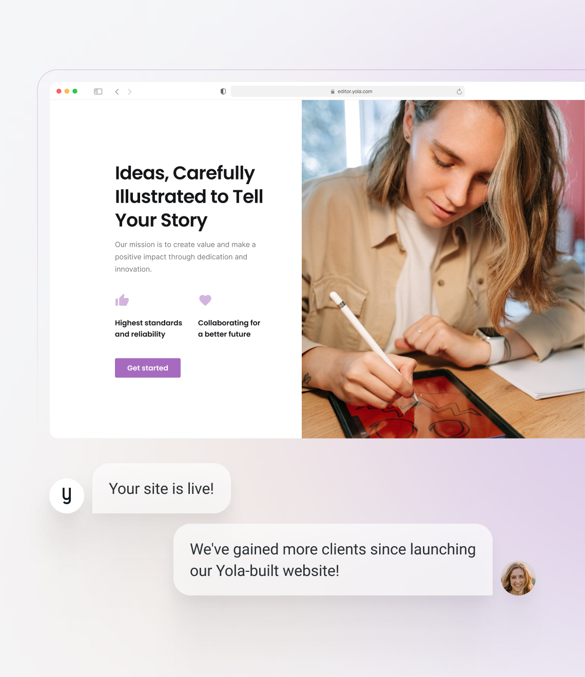 Make a website using a purple website template from Yola