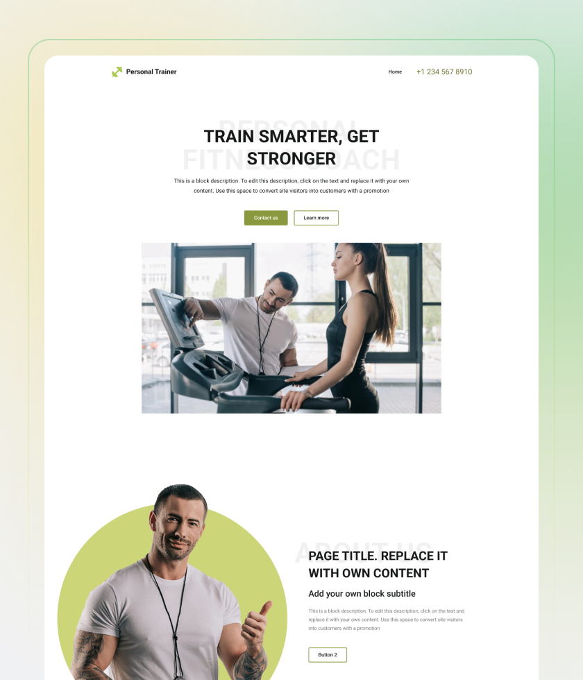 Anteprima del modello di sito web Personal Trainer