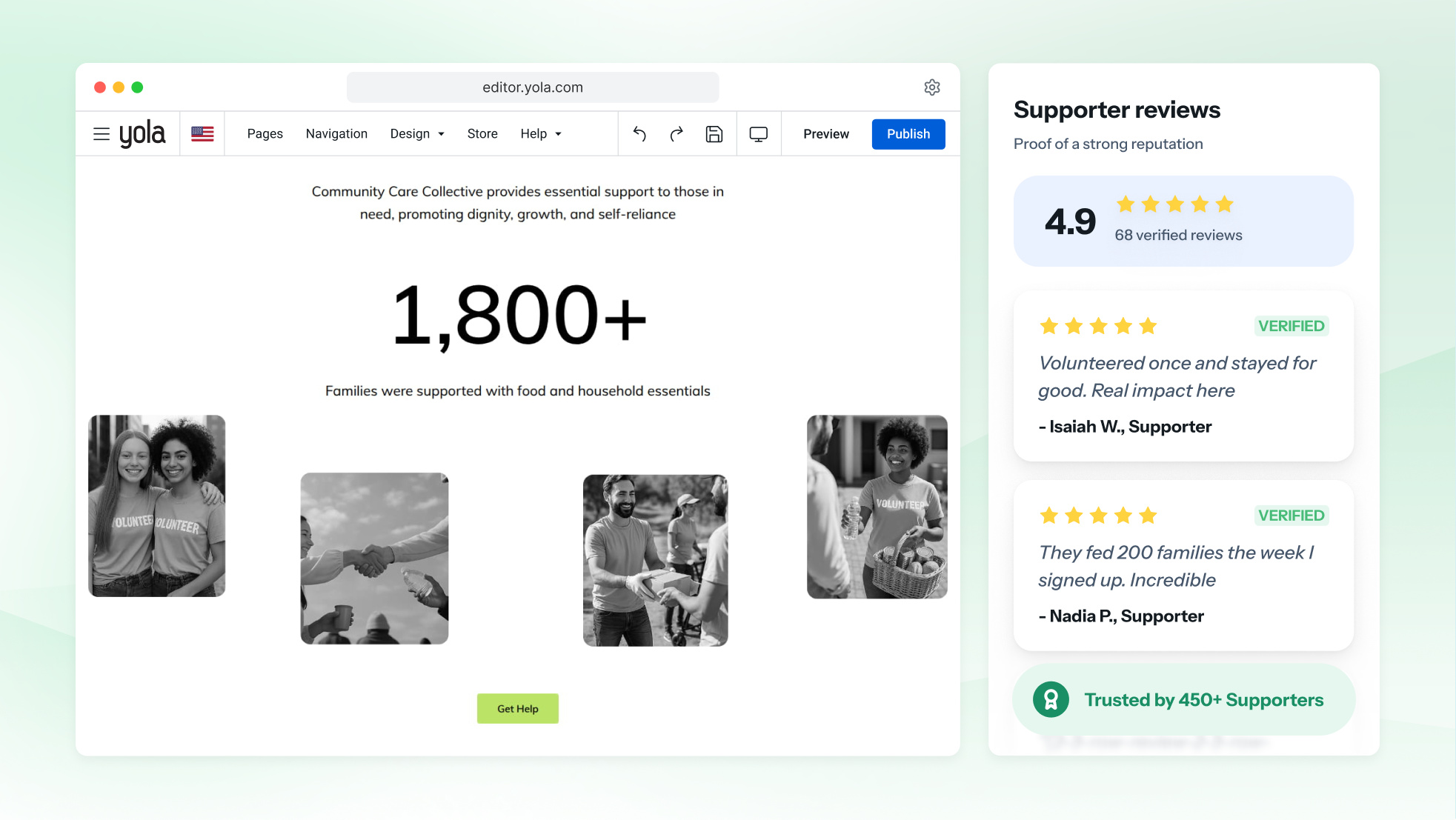 Une galerie de photos de projets accompagnée d’un chiffre d’impact daté sur le site web d’une association, affichée sur l’écran d’un ordinateur portable.