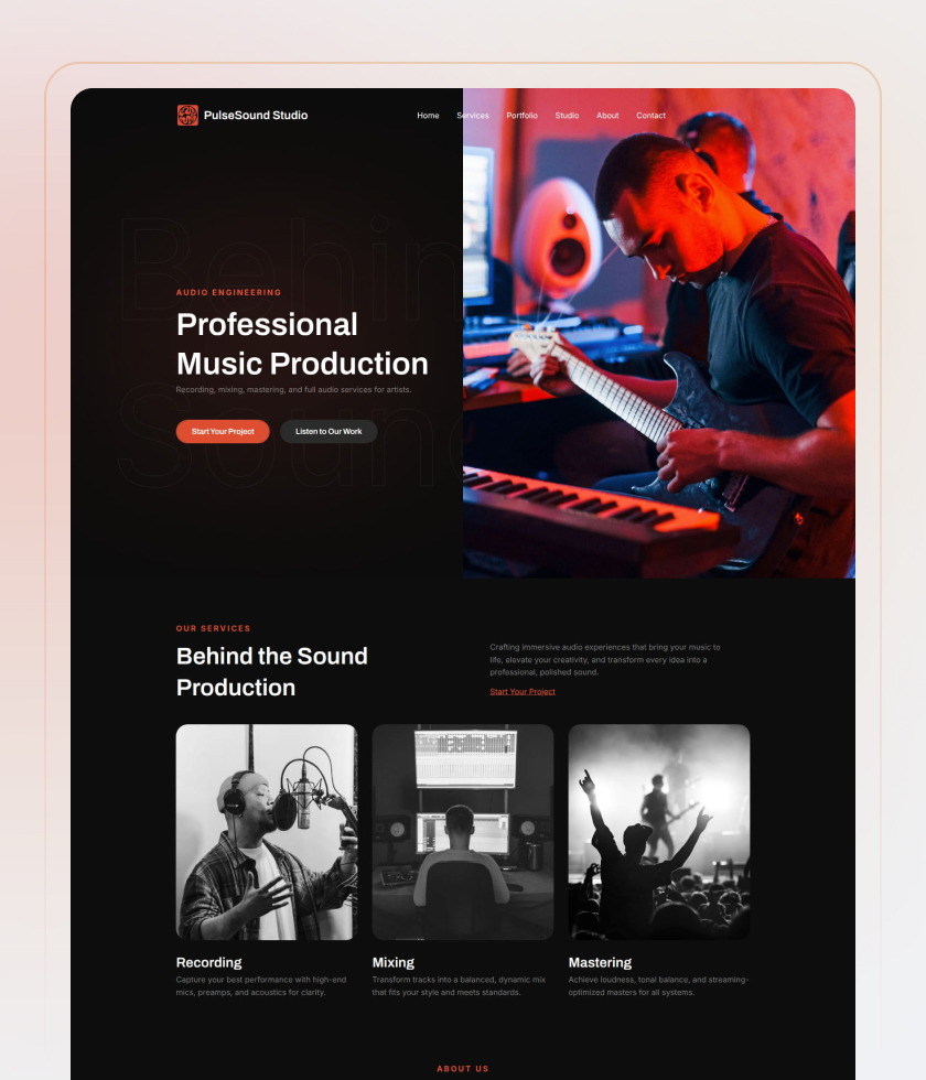 Dark website template 3