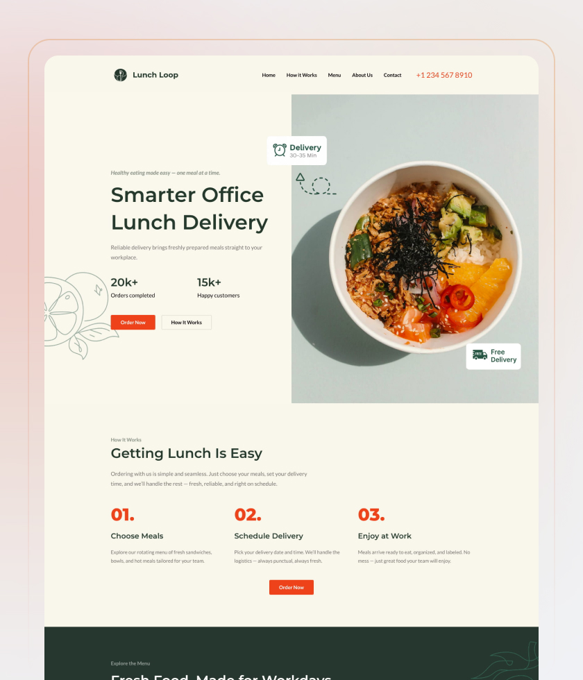 Prévia do template Food Delivery