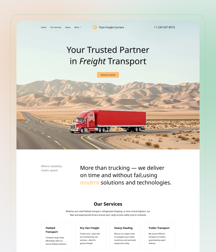 Prévia do template Trucking Company