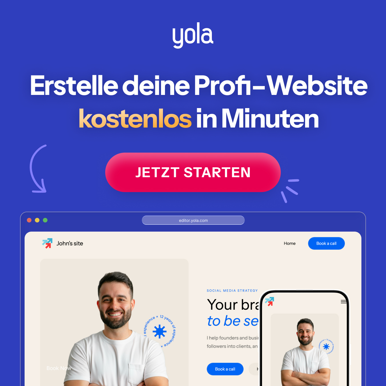 Erstelle deine Website kostenlos mit Yola