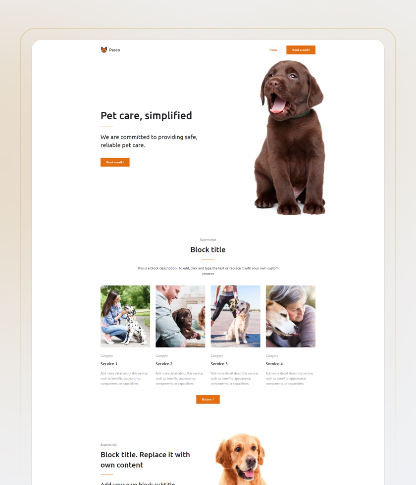 Pet sitting website template 1