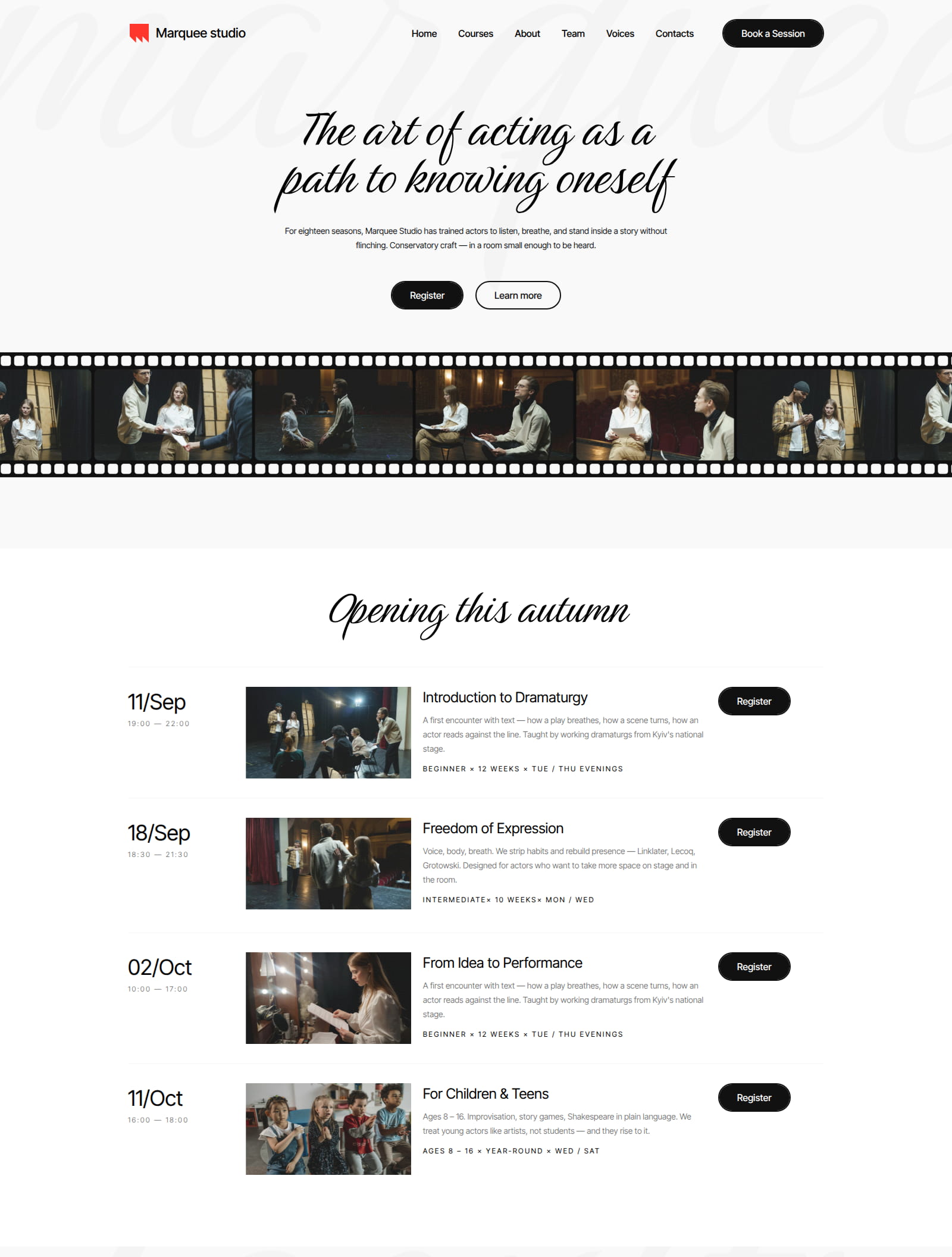 Prévia do template Acting School