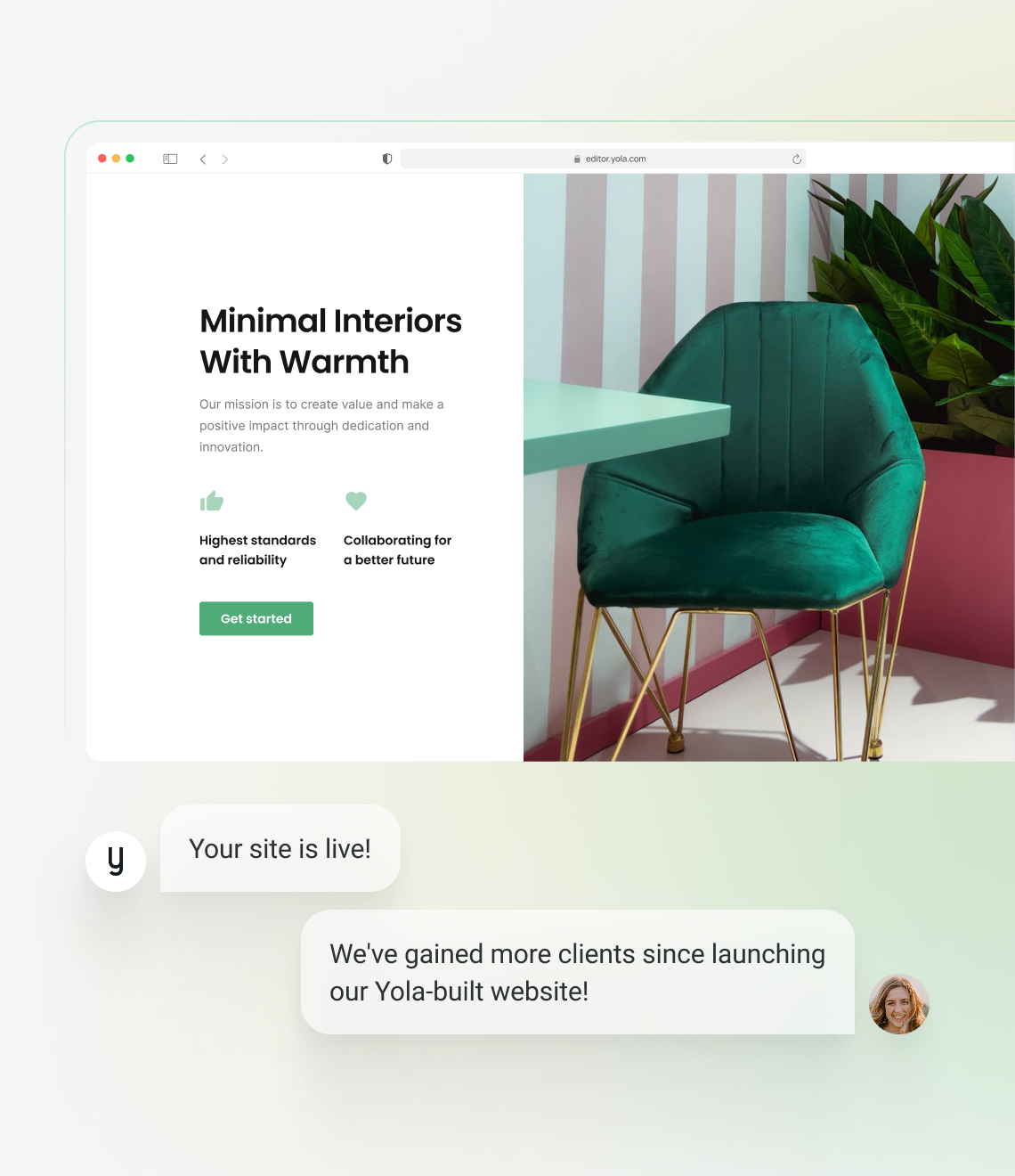 Create a site using a beautiful website template from Yola