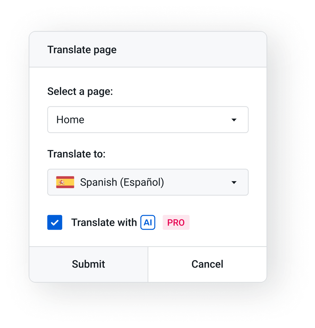 Page translation in Yola Sitebuilder