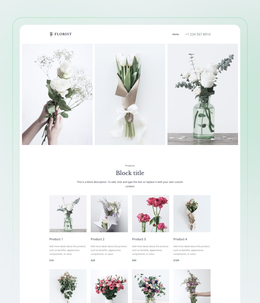Florist website template preview