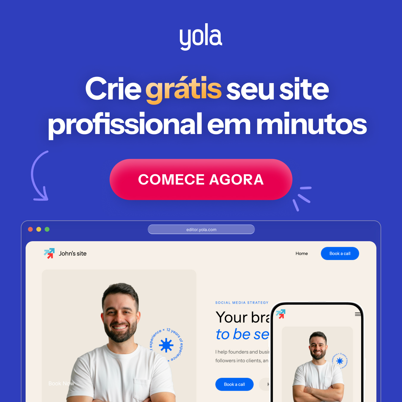 Construa seu site gratuitamente com Yola