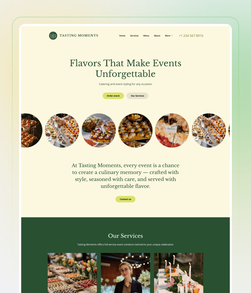Events Catering Service website template preview