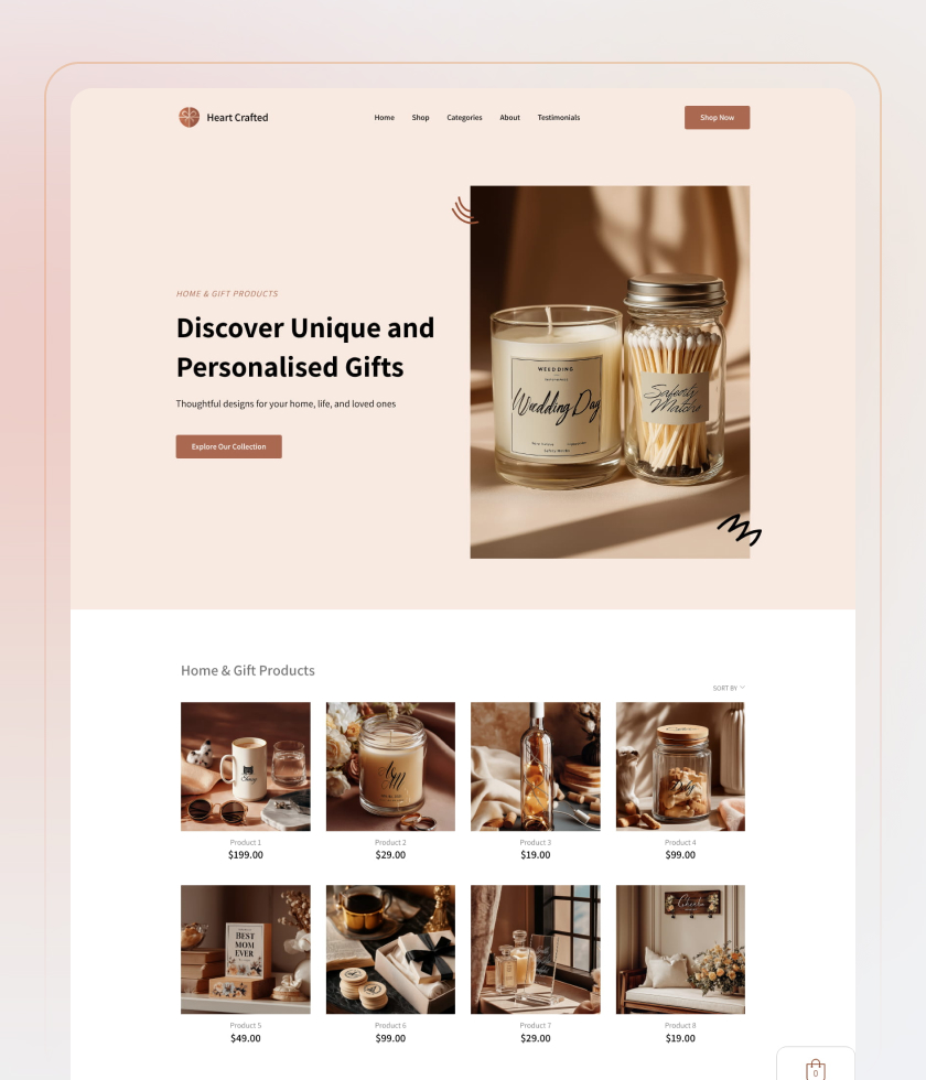 Aperçu du modèle de site web Home &amp; Gift Products