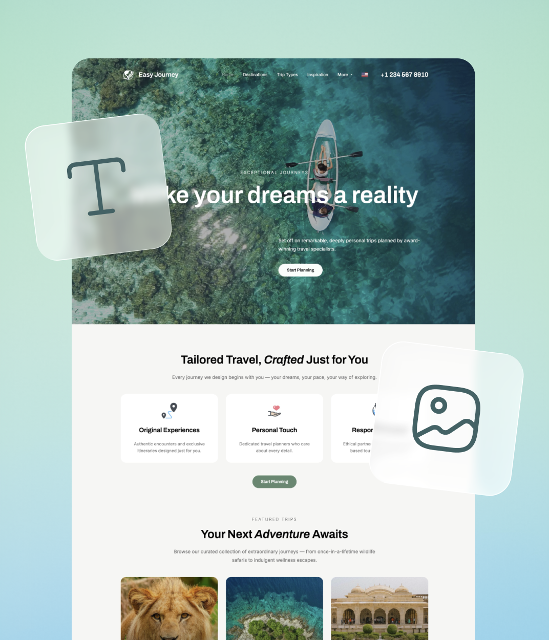 Interface simple du site