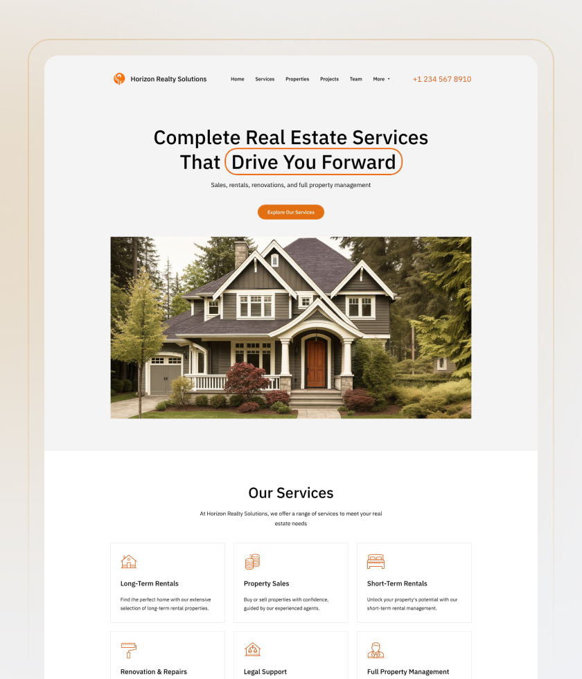 Orange website template 3