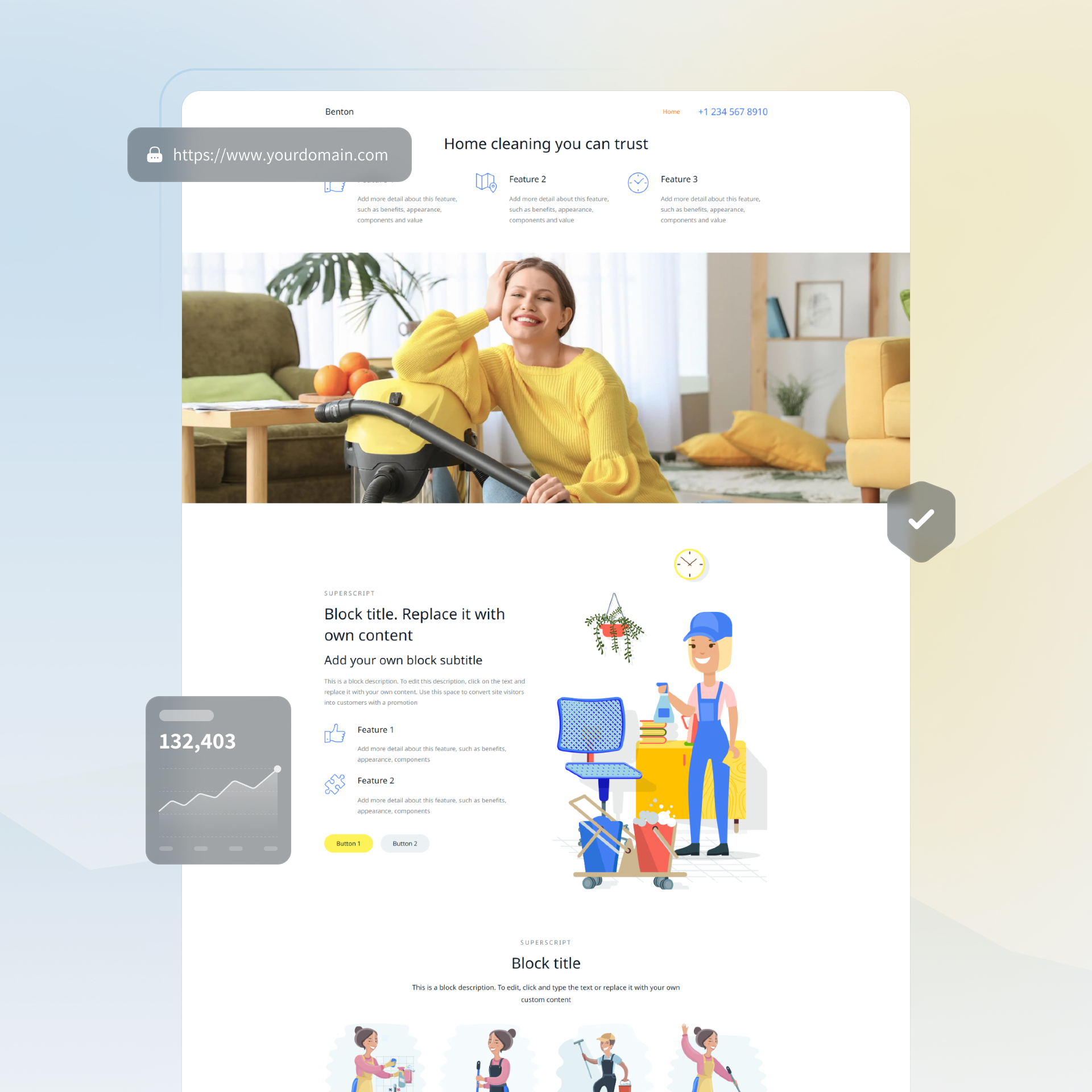 Melhores modelos de sites de serviços de limpeza