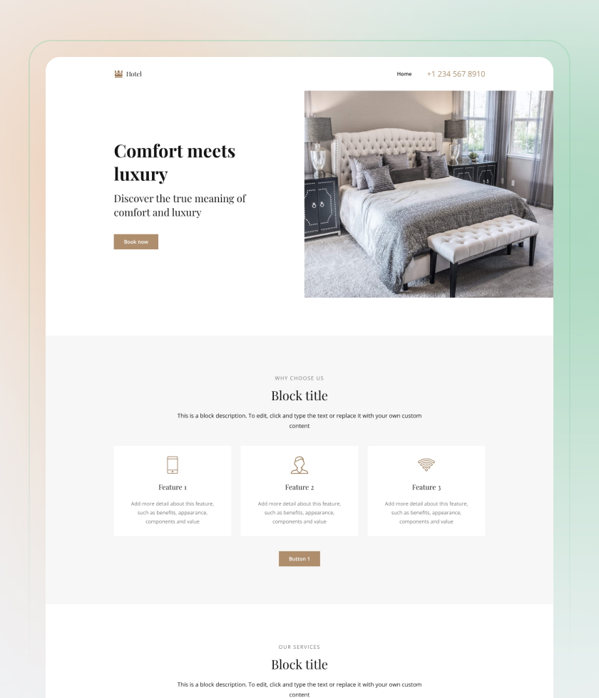 Anteprima del modello di sito web Hotel