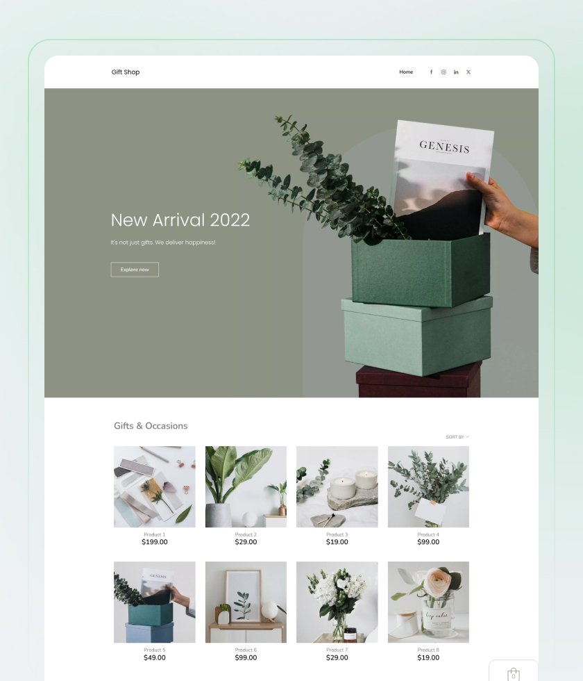 Aperçu du modèle de site web Gift Shop