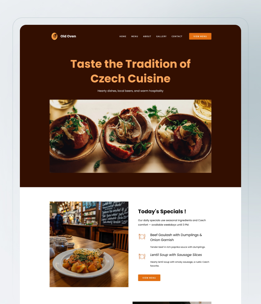 Vorschau der Website-Vorlage „Czech Restaurant“