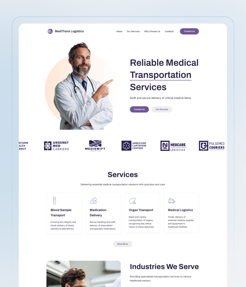 Medical Transportation website template preview